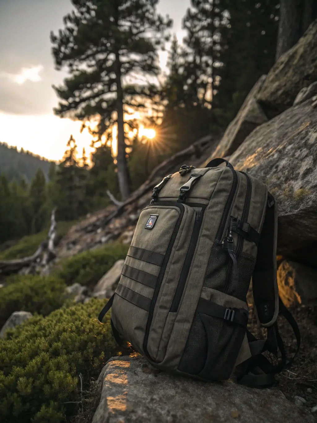An image of a Canadian-made backpack filled with camping gear, highlighting its storage capacity and ergonomic design.